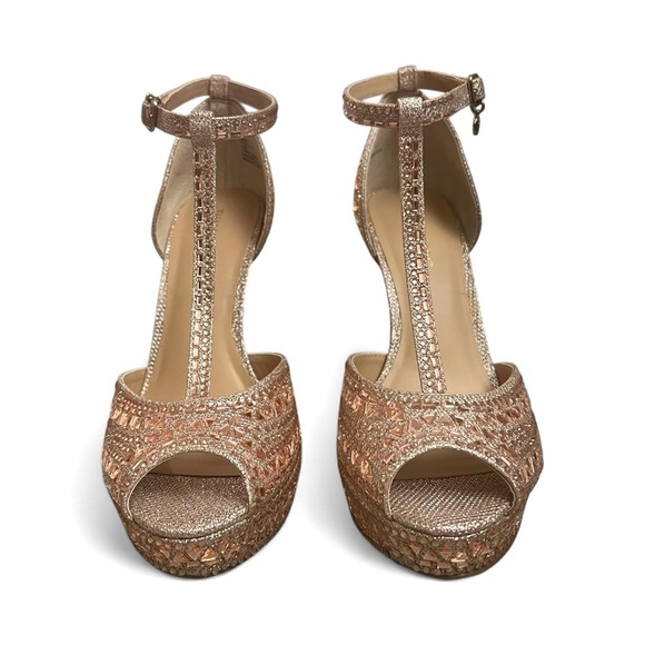 Thalia Sodi Women's Rhinestones Platform Heels Rose Gold 8.5 Party Fairy Glam - Picture 4 of 12